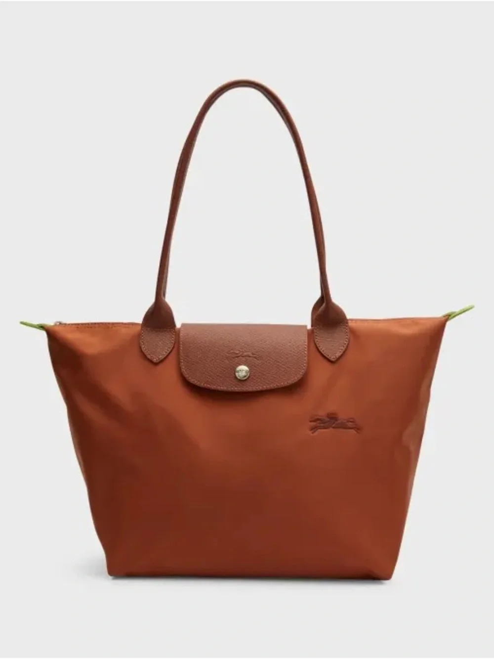 NEW Longchamp Le Pliage Green Medium Nylon Tote Bag (Cognac)